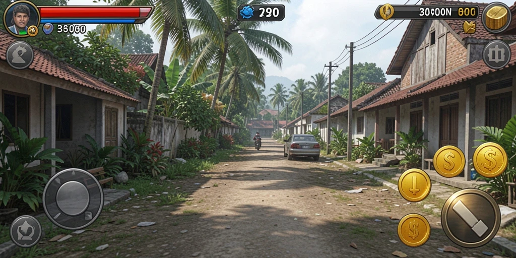 samurai555 - Screenshot memperlihatkan grafis indah dari lokasi permainan.
